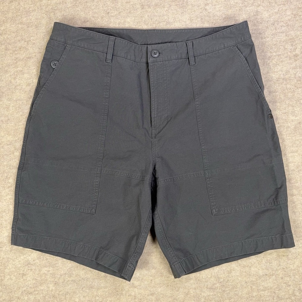 Vuori Barren Explorer Shorts Mens‎ 34 Gray Cargo 8" Inseam Stretch Canvas V3014
